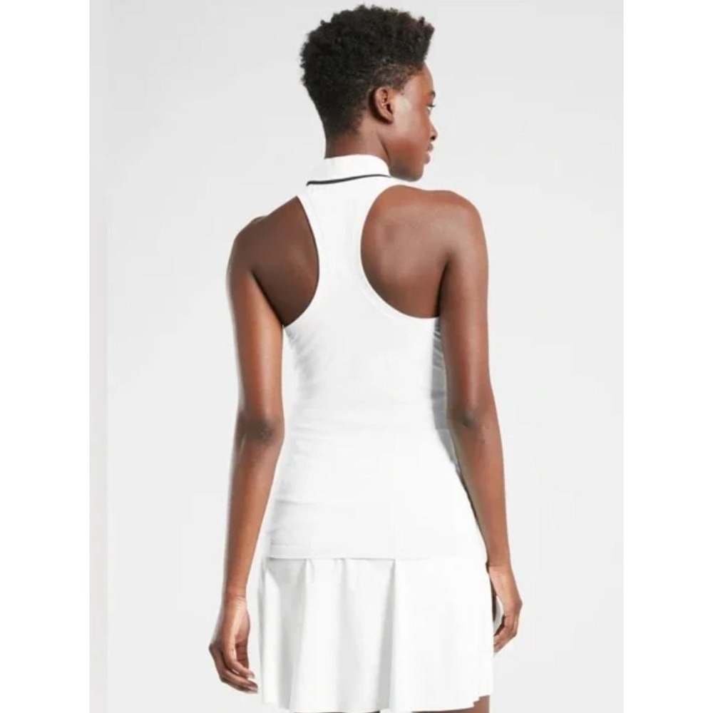 Athleta momentum polo tank t-shirt tee womens XL white nylon
